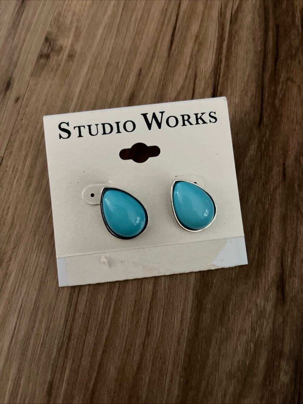 Jewelry Silver Tone Pierced Earrings Turquoise Teardrop